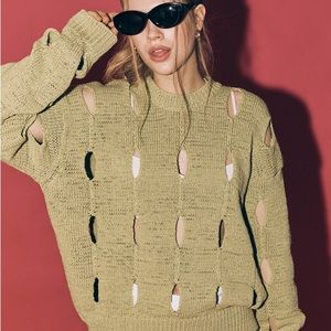 TheOpen Product Cut-Out Cotton Sweater (MADE IN KOREA)